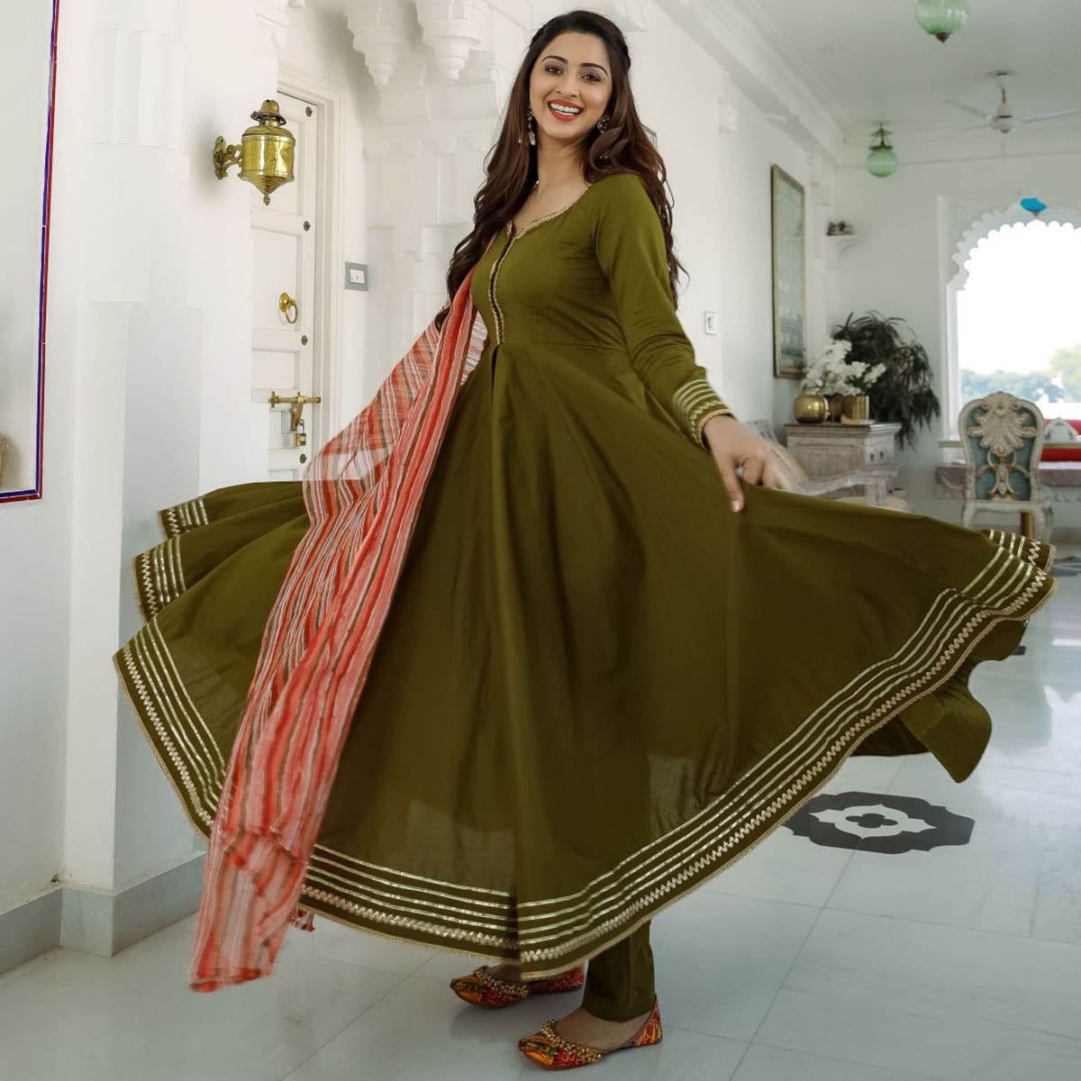 Anarkali dress cotton material best sale