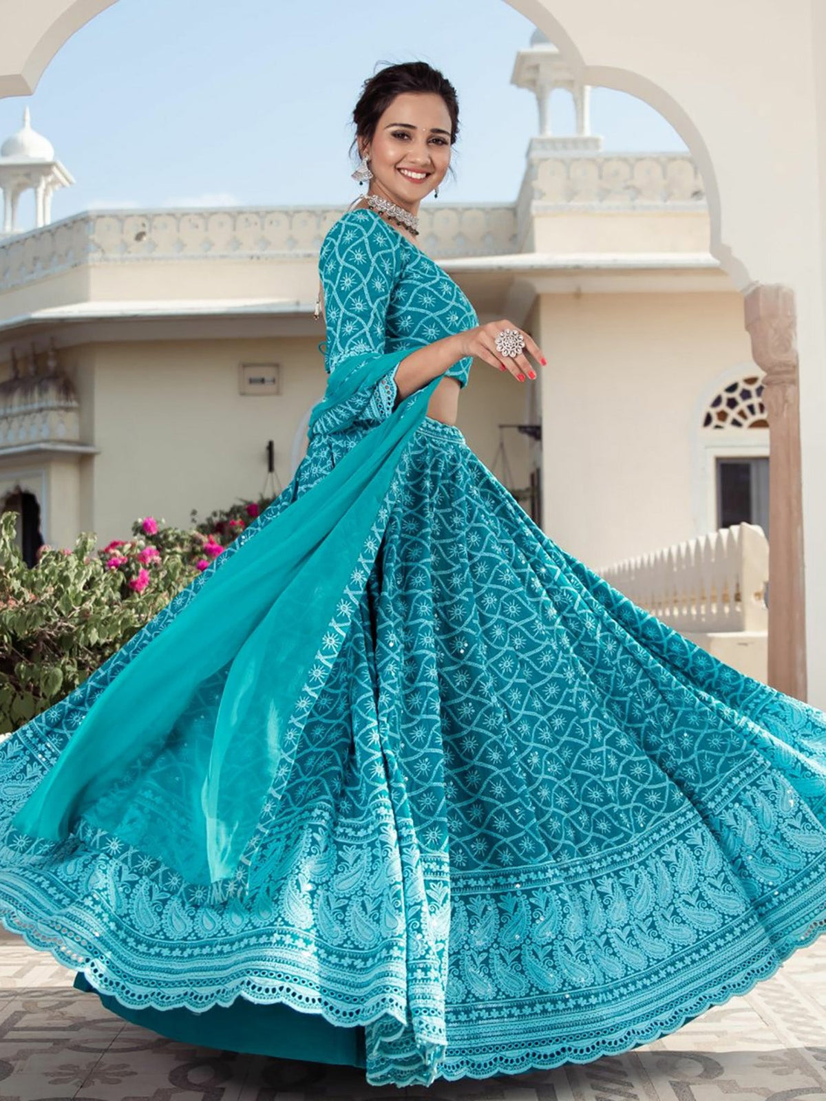 Turquoise Blue Lehenga Set