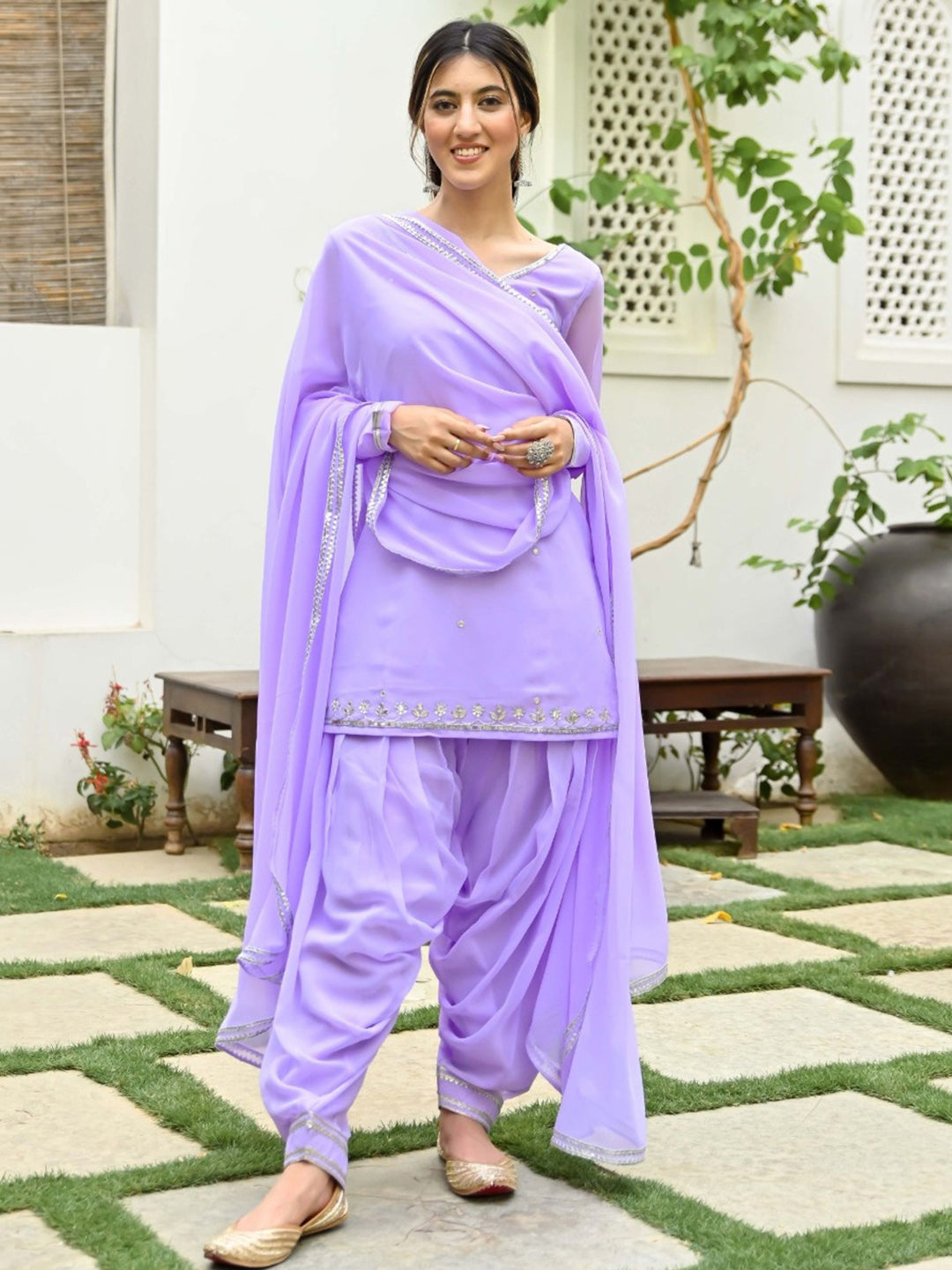 Lavender Kurta Patiala Set