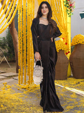 Black Pleated Pre-Draped Saree