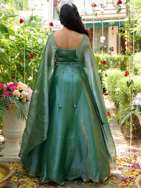 Green Embroidered Gown