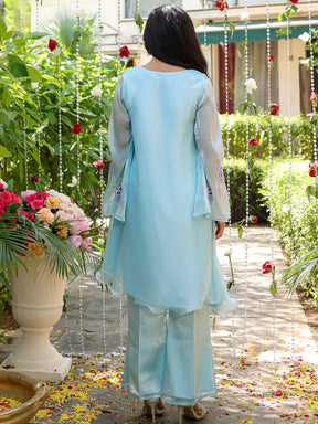 Blue Kurta And Bootcut Pant