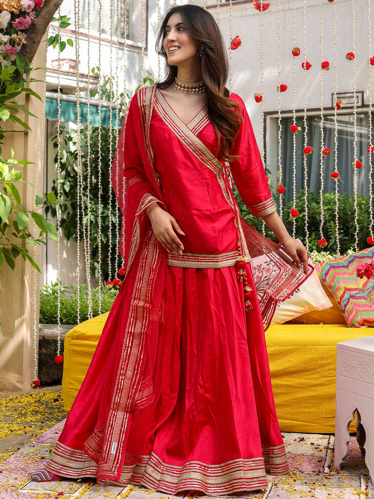 Pink Short Kurti Lehenga Set