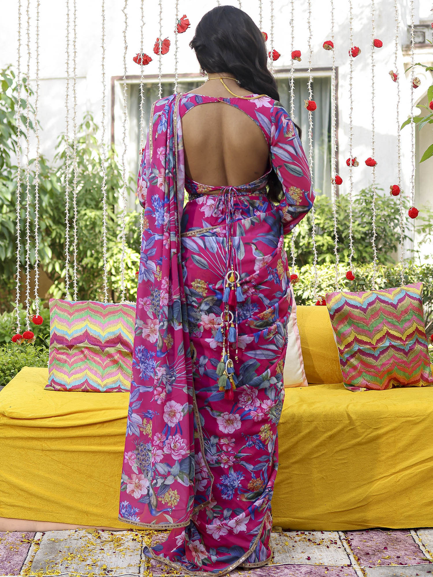 Pink Printed Ready Saree