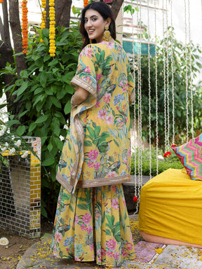 Yellow Kaftan Printed Set