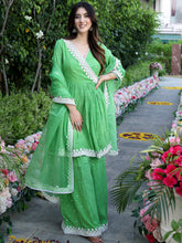 Green Mirror Sharara Set