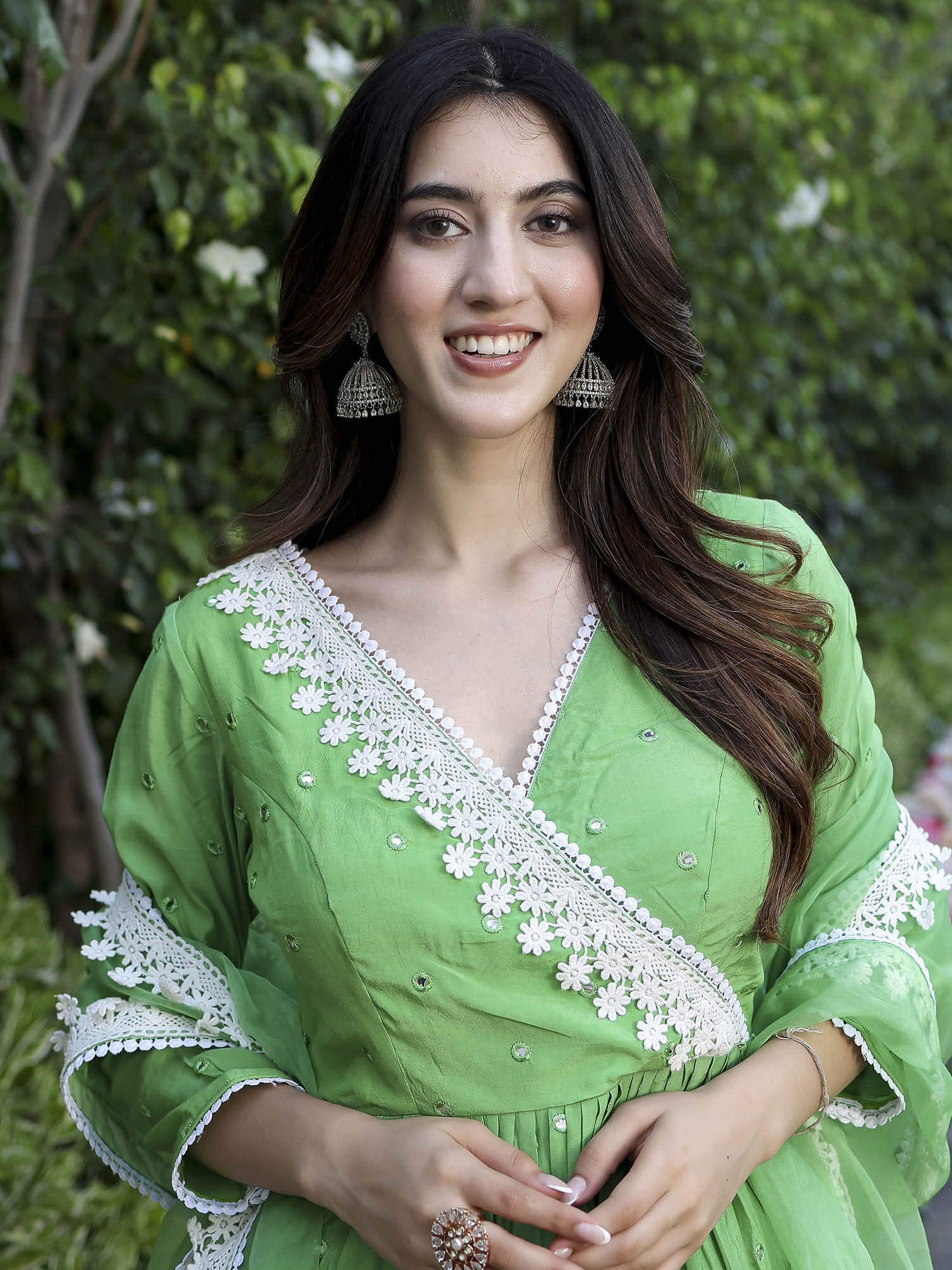 Green Mirror Sharara Set