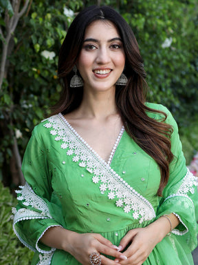 Green Mirror Sharara Set