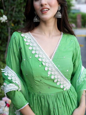 Green Mirror Sharara Set