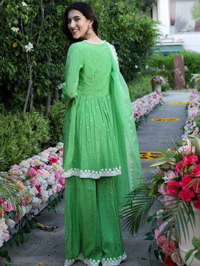 Green Mirror Sharara Set