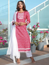 Pink Muga Kurta With Dupatta