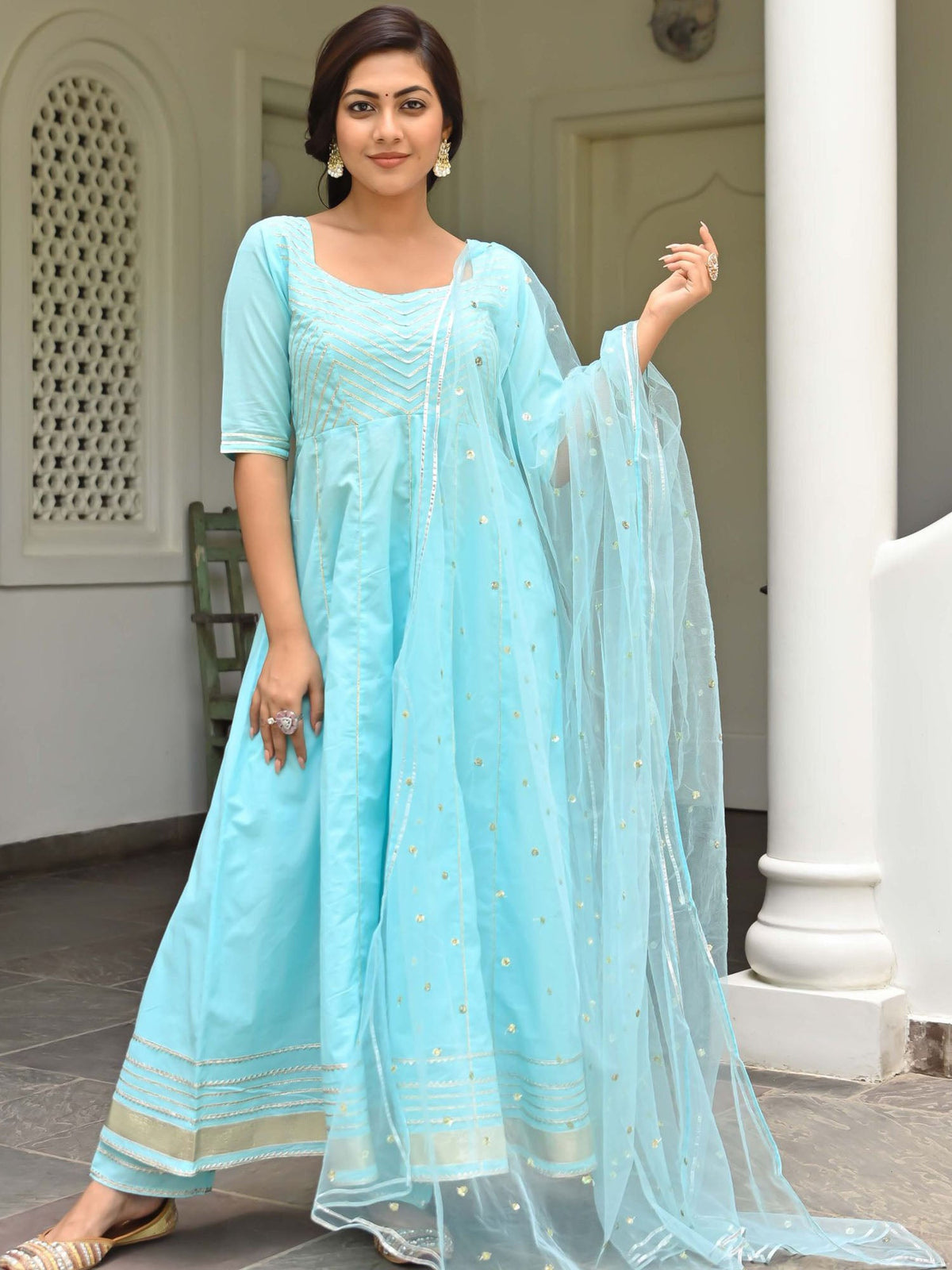 Sky Blue Anarkali Set