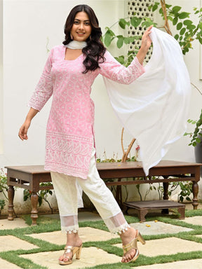 Pink Embroidered Kurta Set