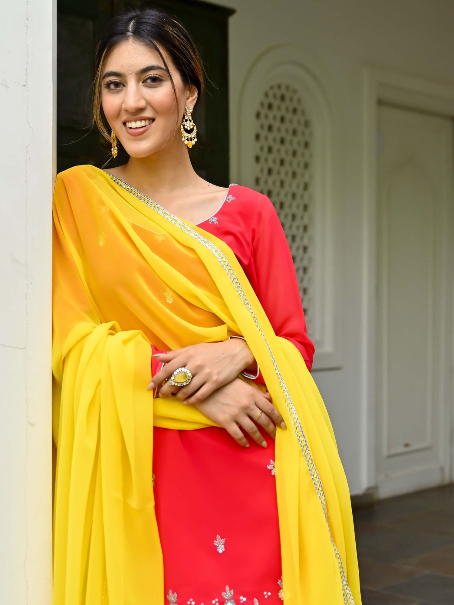 Pink and Yellow Kurta Patiala Set