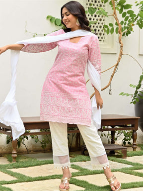 Pink Embroidered Kurta Set