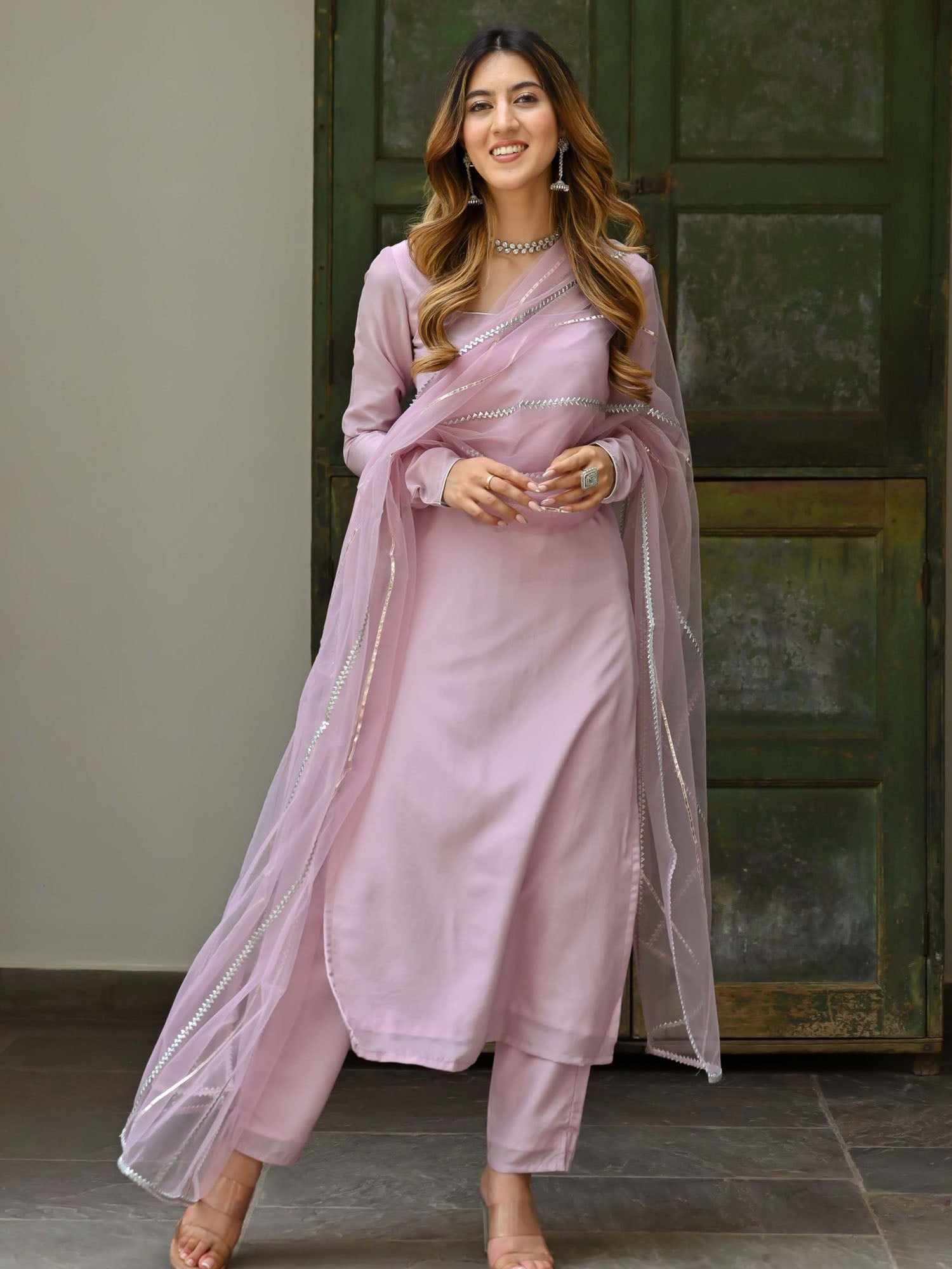 Lilac Silk Kurta Set