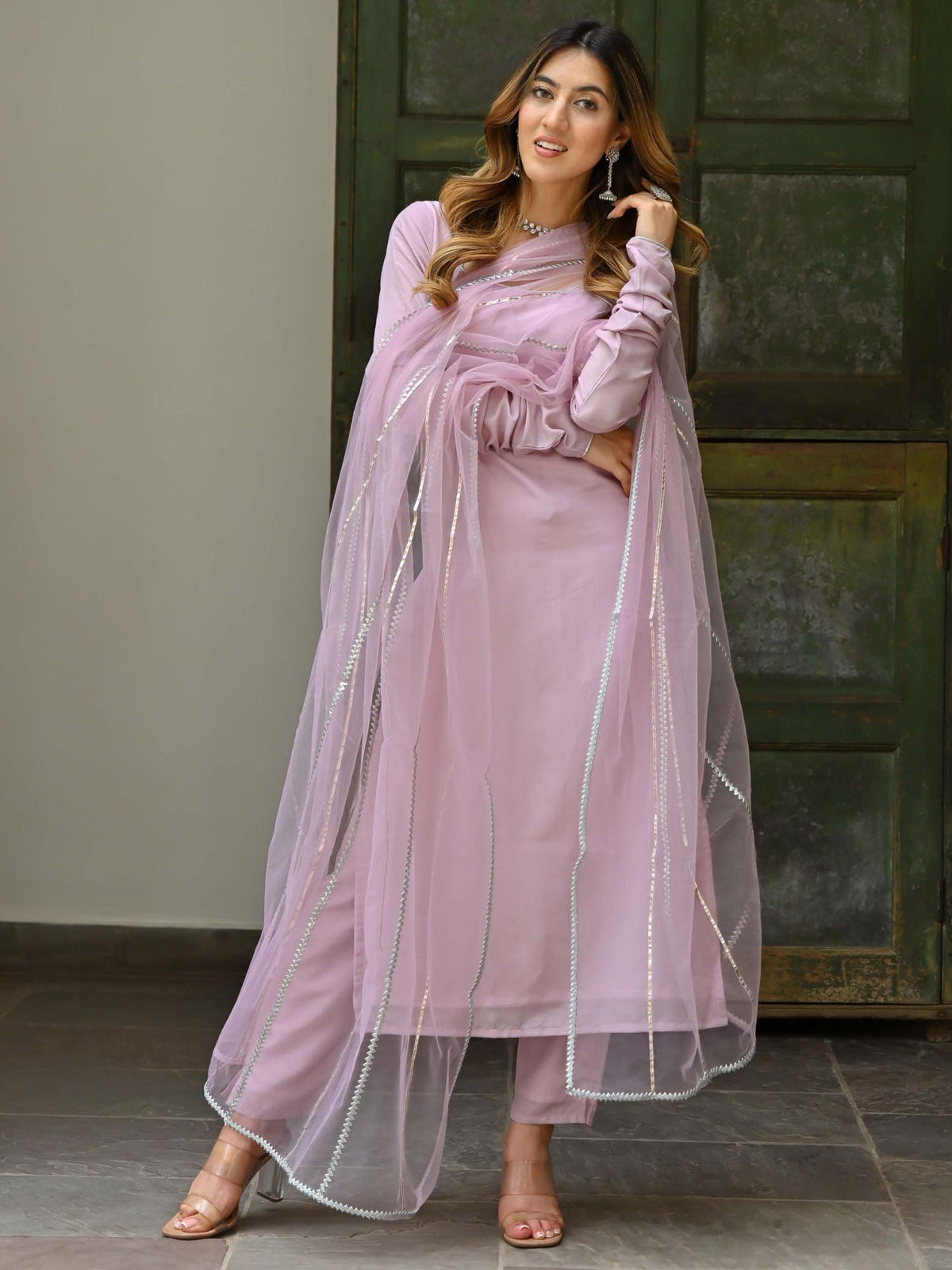 Lilac Silk Kurta Set