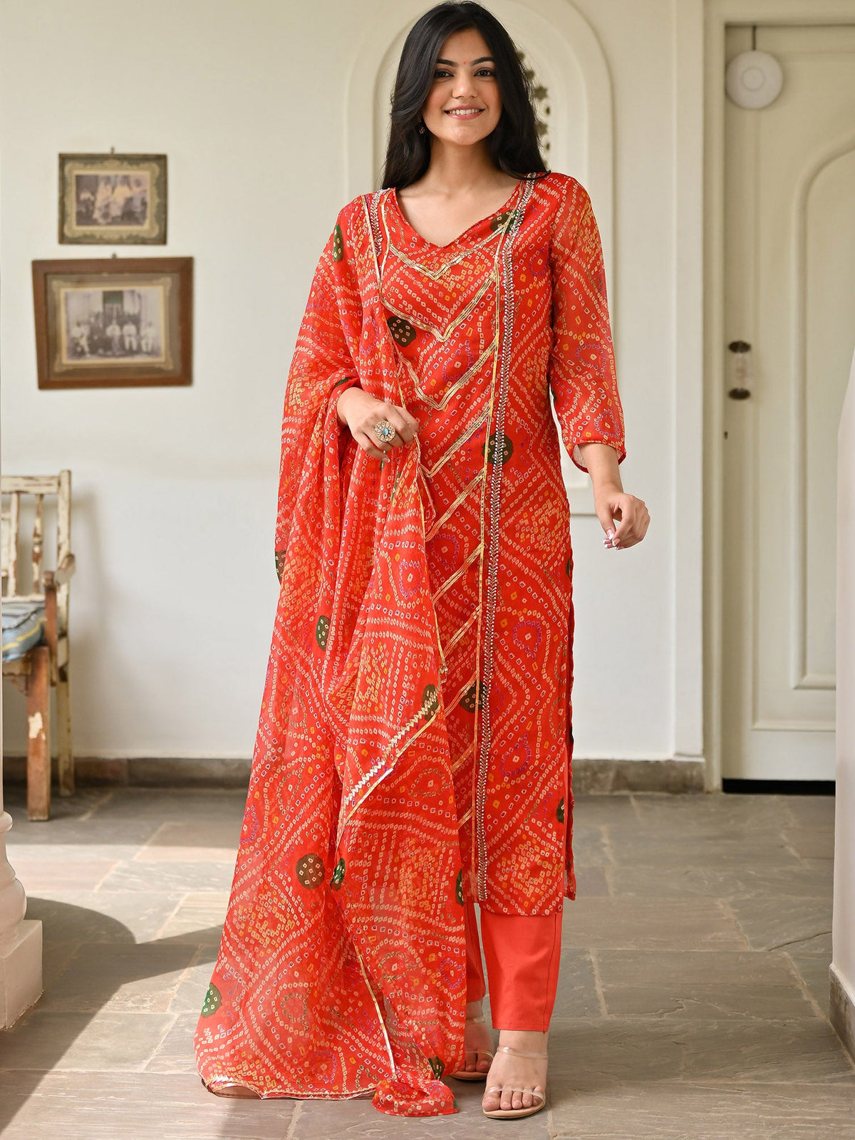 Bandhej Printed Kurta Set