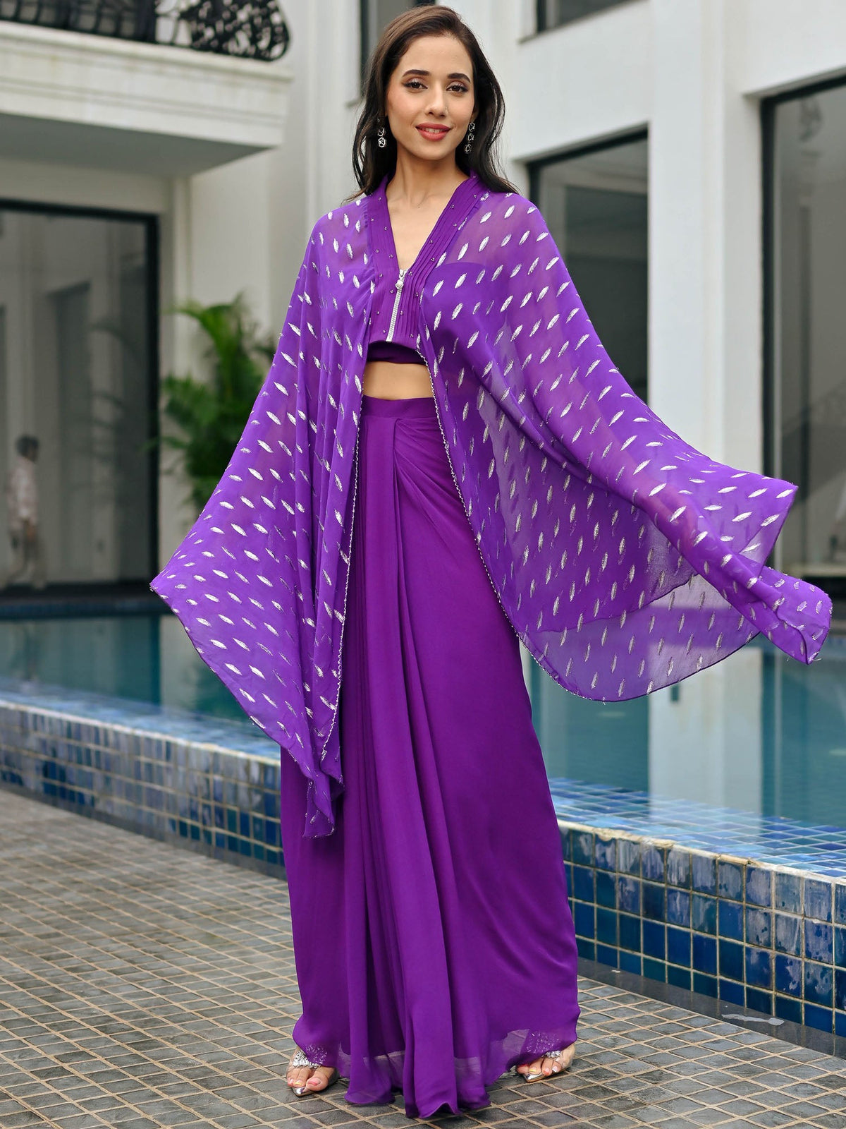 Chamkila Purple Drape Set