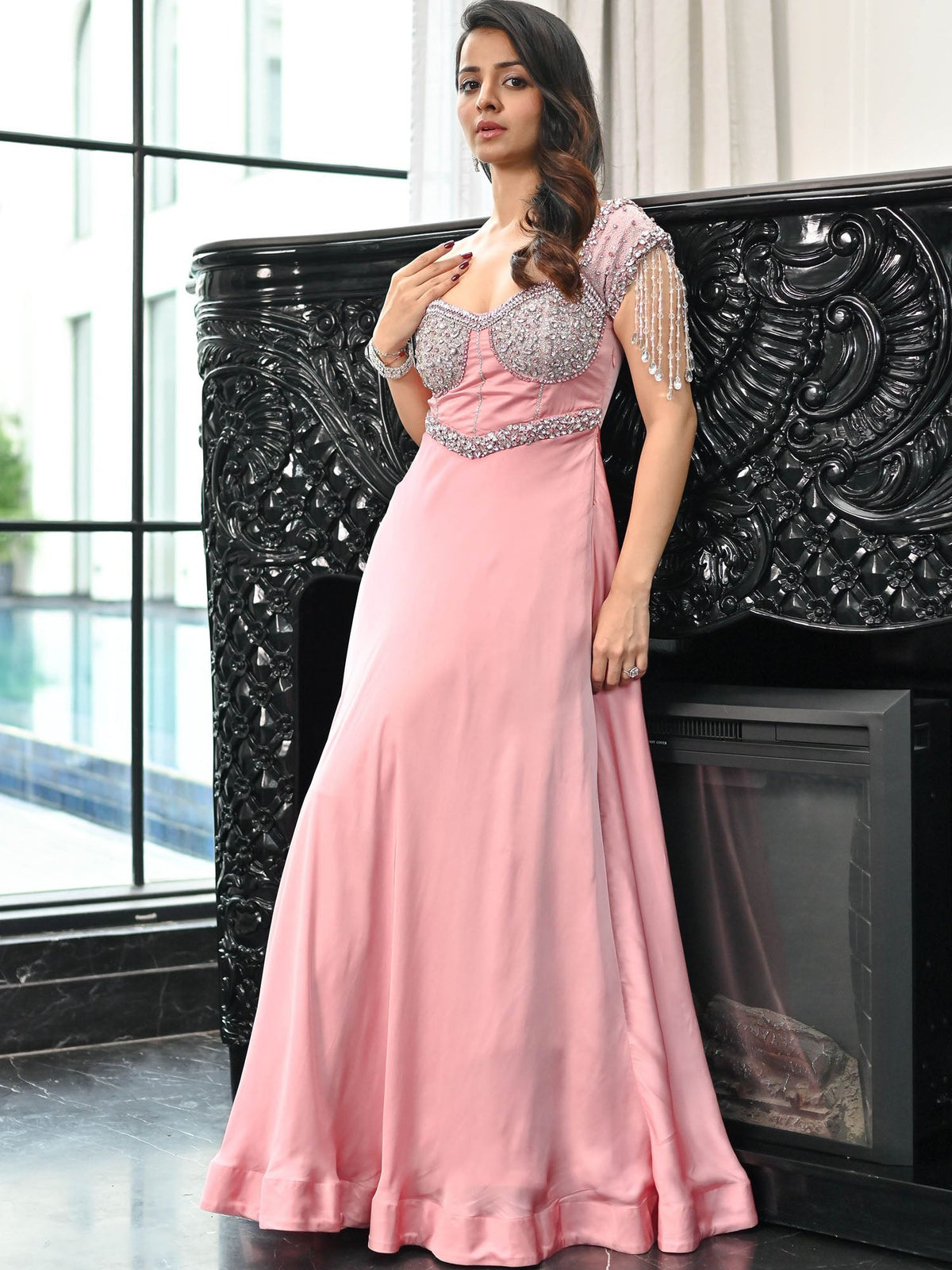 Crystal Couture Pink Long Ball Gown