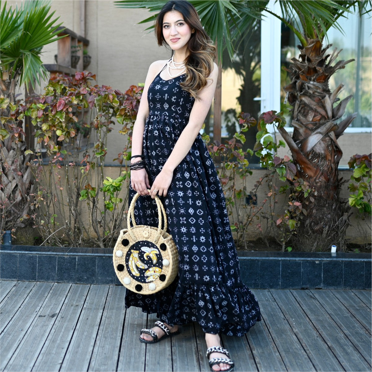 Black Printed Long Dress