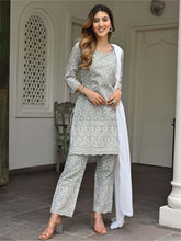 Grey Embroidered Kurta Set