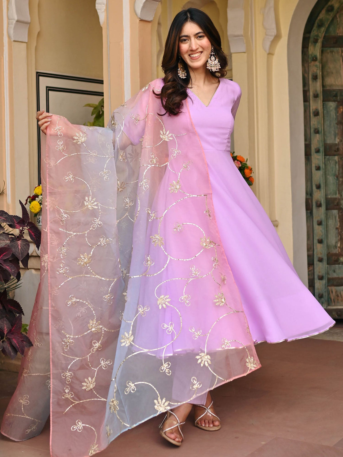 LAVENDAR OMBRE ANARKALI SET