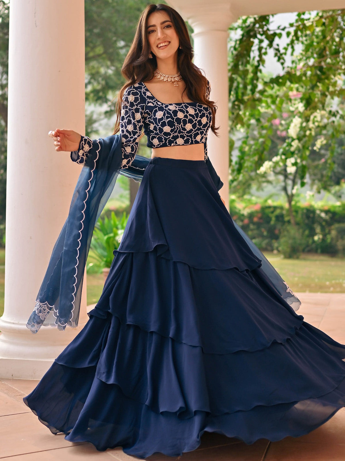 Blue Beads Lehenga Set