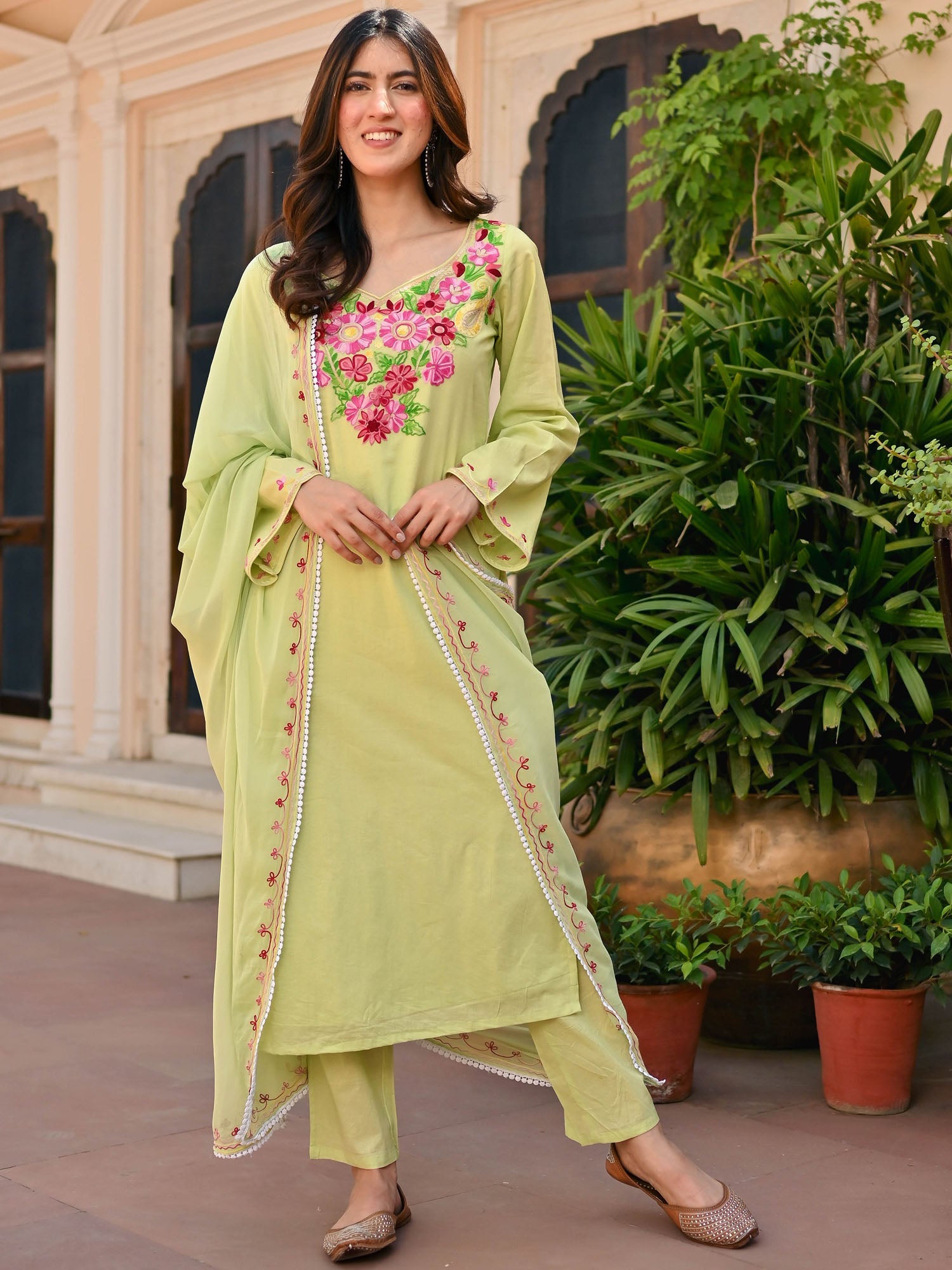 Light Green Aari Kurta Set