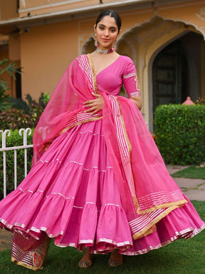 Pink Paisley Gota Anarkali Set