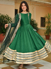 Dark Green Silk Anarkali set