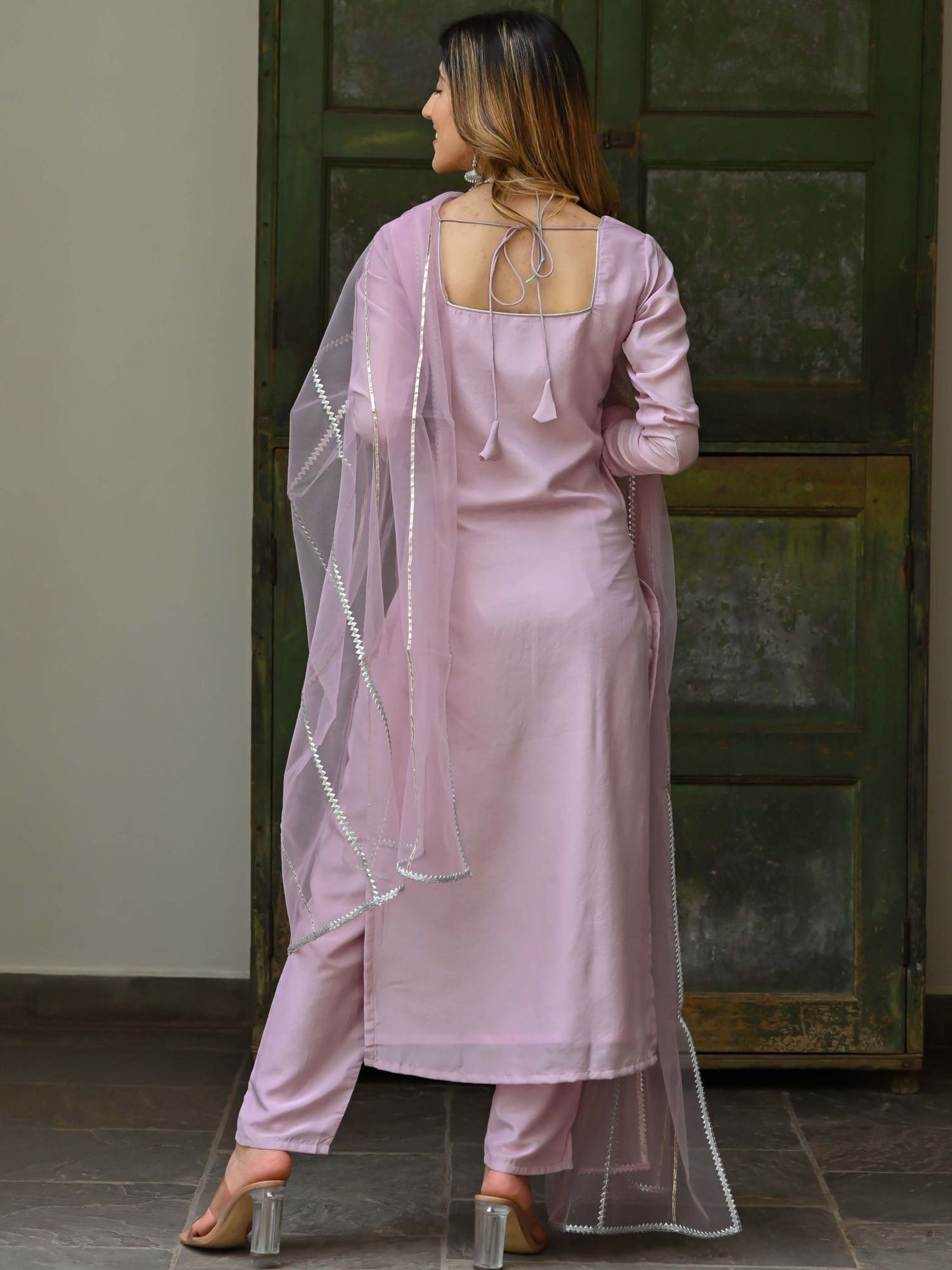 Lilac Silk Kurta Set