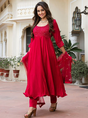 Pink Silk Anarkali Set