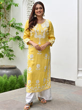 Yellow Modal Embroidery Kurta Set