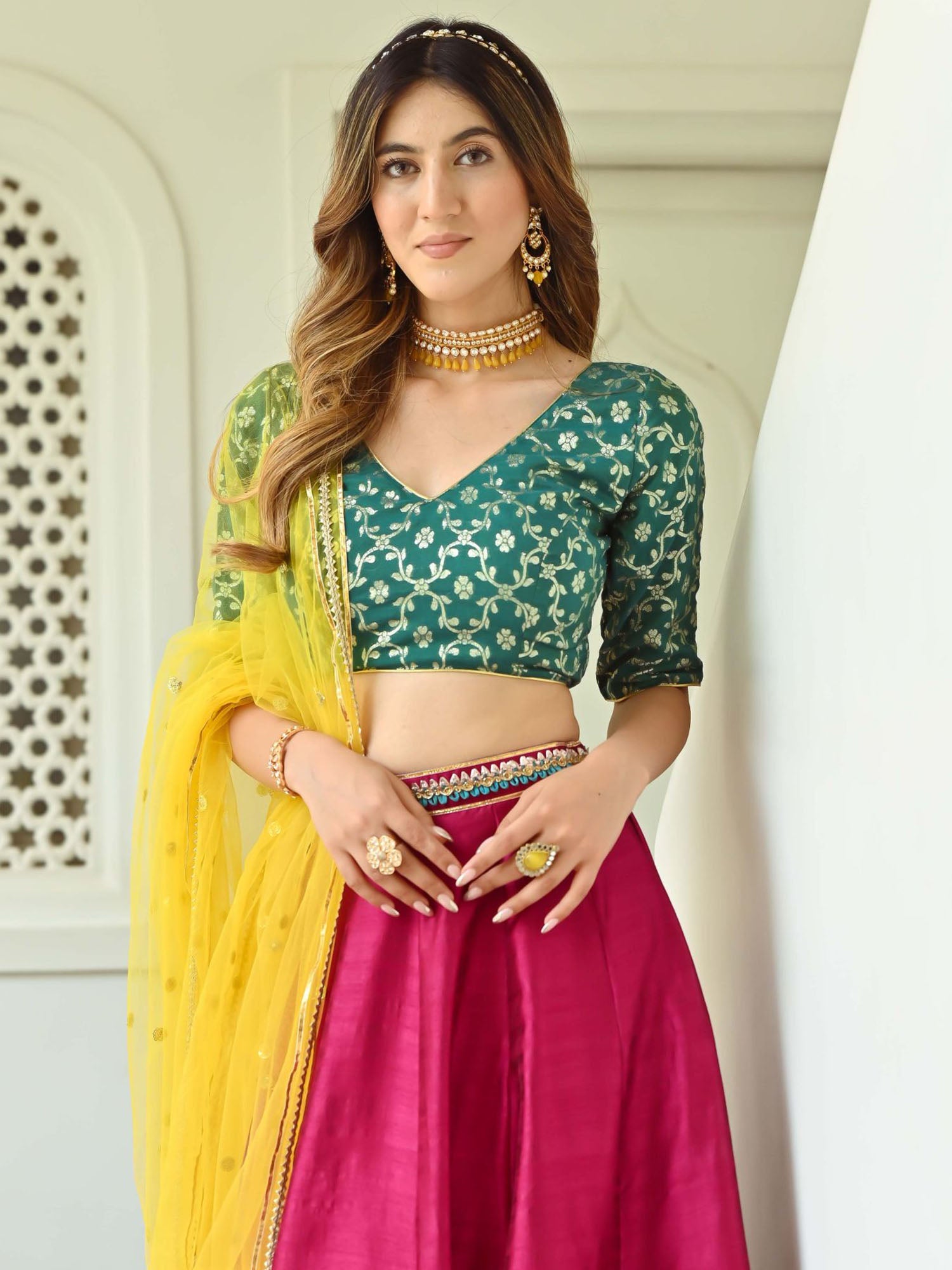 Green and Pink Lehenga