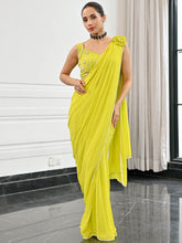 Noor Lime Green Predrapped Saree