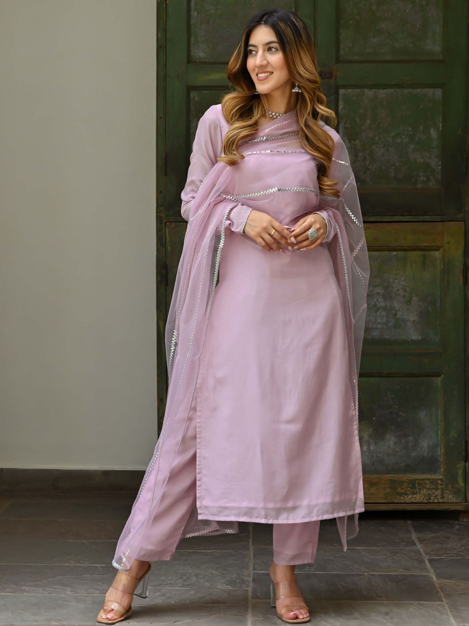 Lilac Silk Kurta Set