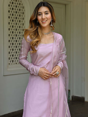 Lilac Silk Kurta Set