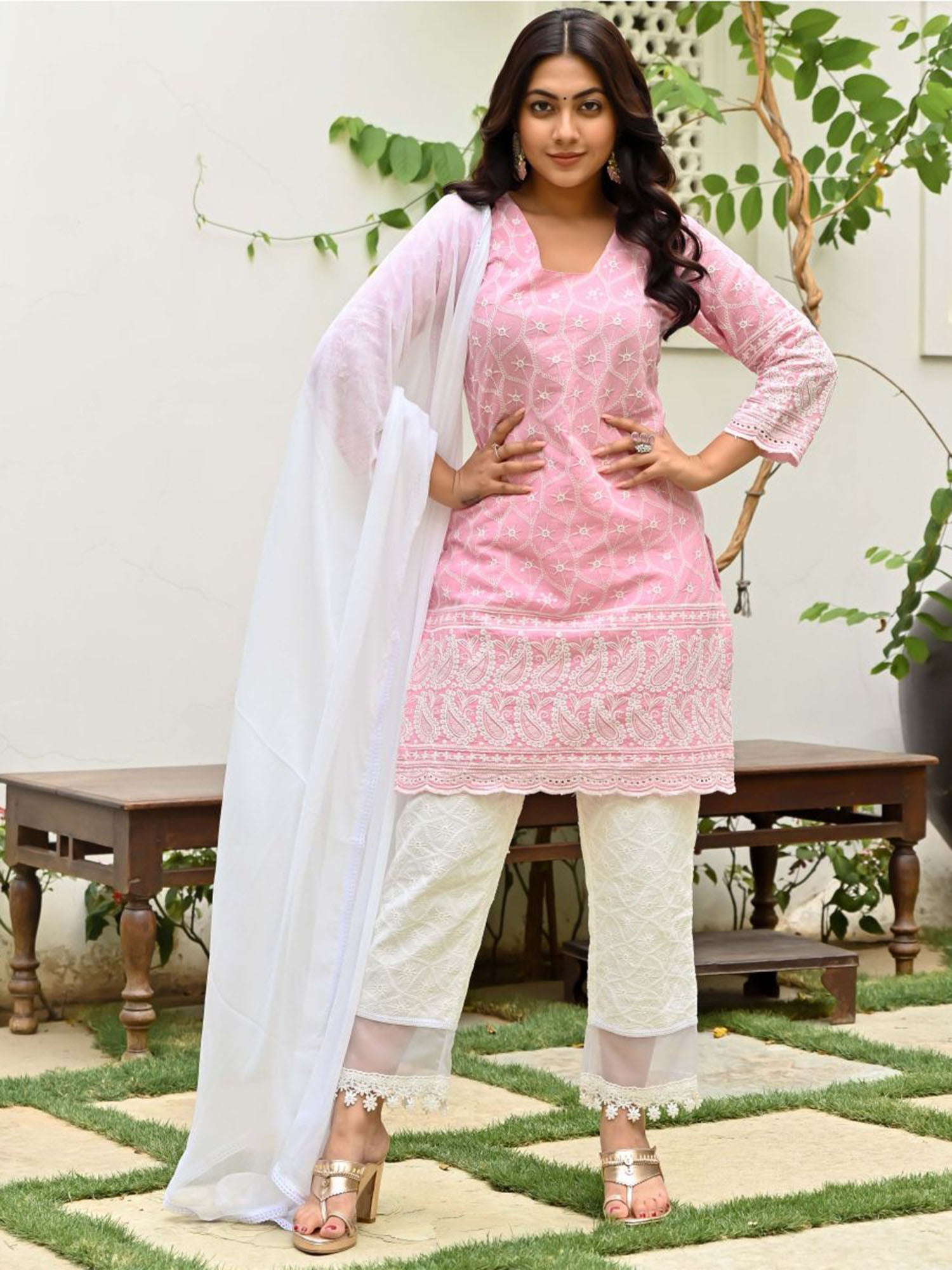 Pink Embroidered Kurta Set