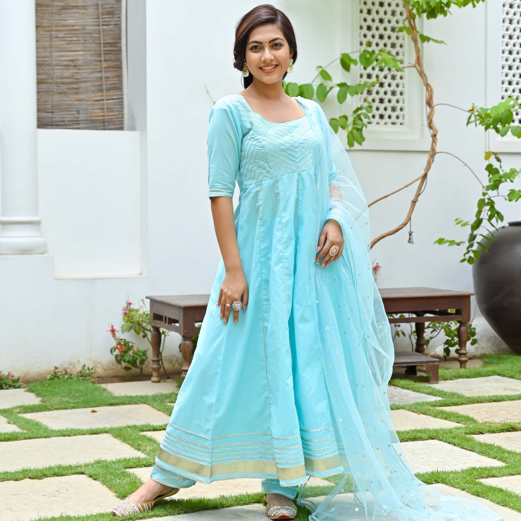 Sky Blue Anarkali Set