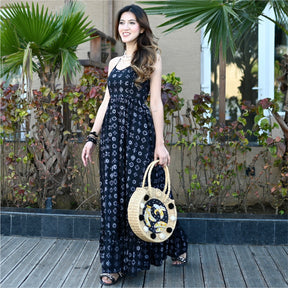 Black Printed Long Dress