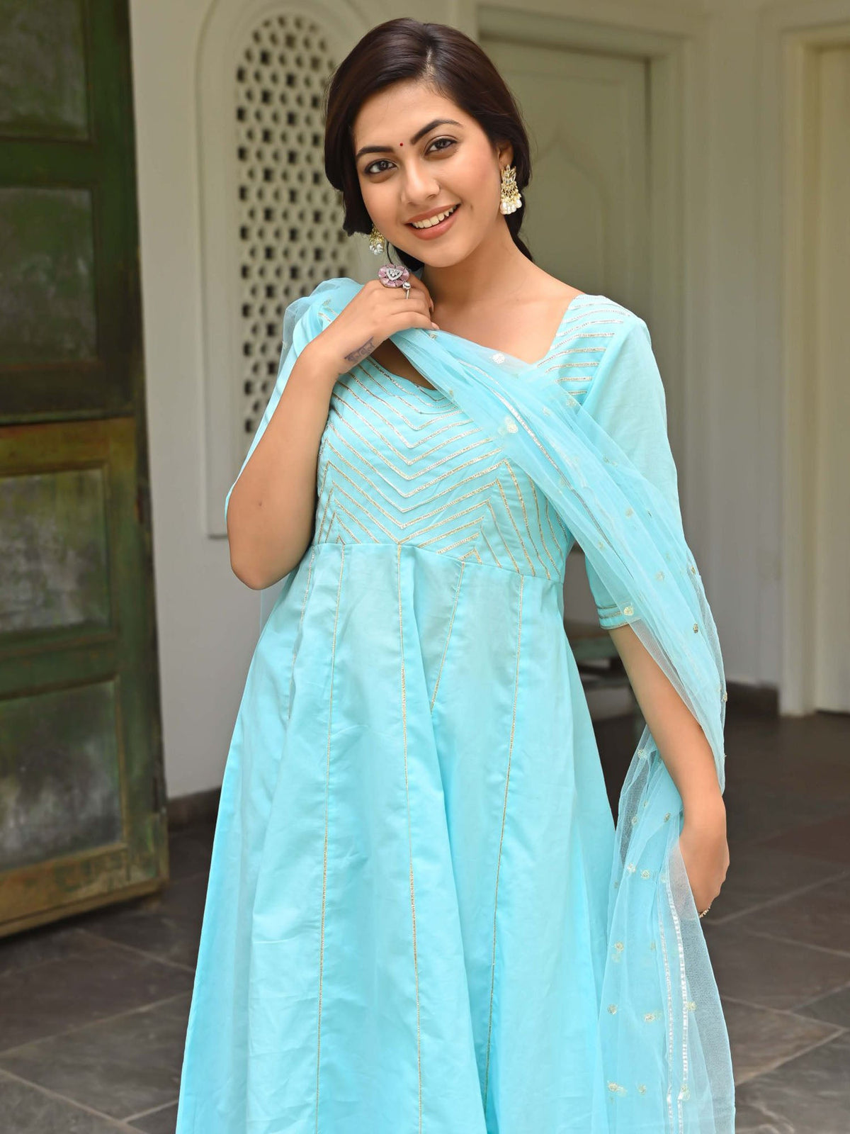 Sky Blue Anarkali Set