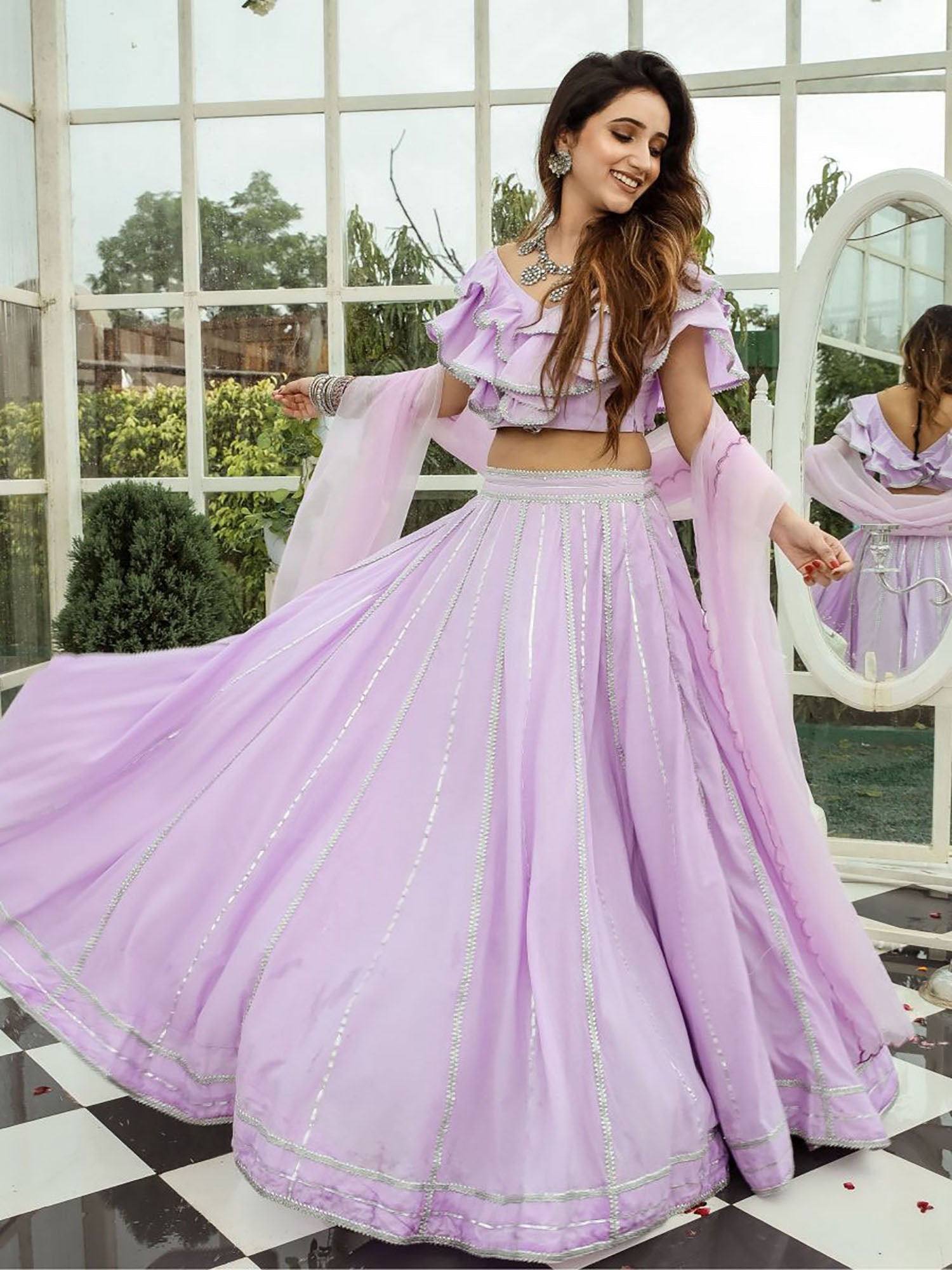 Purple Gota Work Lehenga Set