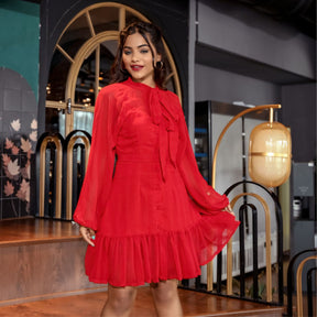 Red Chiffon Dress