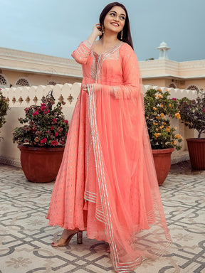 Peach Georgette Anarkali Set