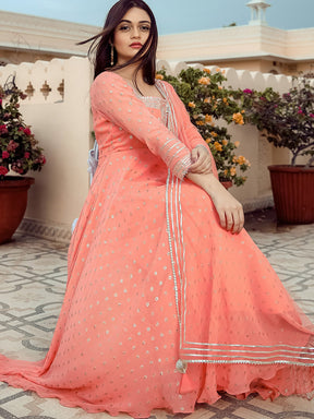 Peach Georgette Anarkali Set