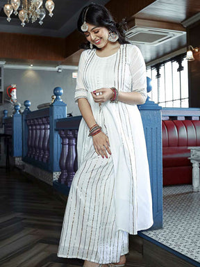 White Cotton Kurta Palazzo Set