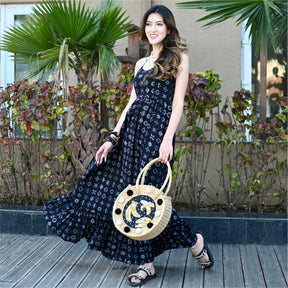 Black Printed Long Dress