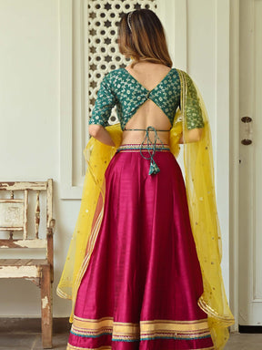 Green and Pink Lehenga