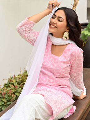 Pink Embroidered Kurta Set